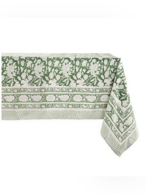 French Country Floral Tablecloth Rectangular 90x60” MERAKI GREEN